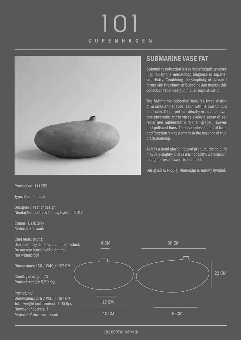 Submarine Vase - 101 Copenhagen Vases - Small - Dark Grey - HORNE