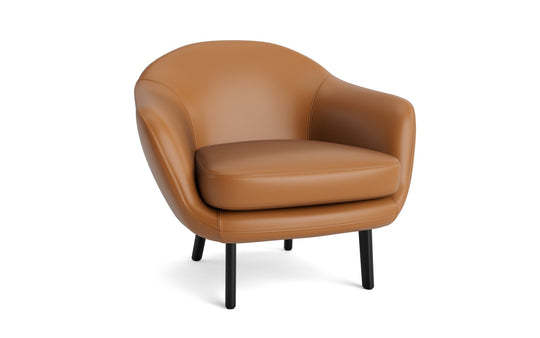 Sum Lounge Armchair Aluminum - Normann Copenhagen Lounge Chairs - Black Aluminum Frame - Ultra Leather - 41574 Brandy - HORNE