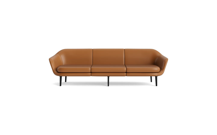 Sum Modular Sofa 3-Seater Aluminum - Normann Copenhagen Modular Sofas - Sum Modular Sofa 3-Seater Black Alu - Ultra Leather - 41574 Brandy - HORNE
