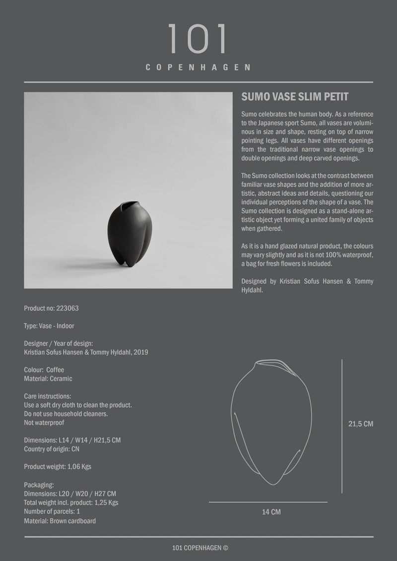 Sumo Vase - Slim - 101 Copenhagen Vases - Coffee - Medio - HORNE