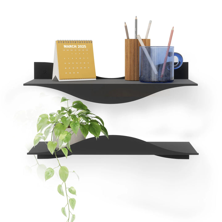 Surf Shelf - Set of 2 - Umbra Shelving - Black - HORNE