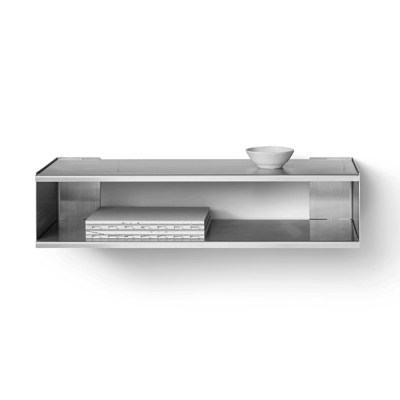 Taper Console & Shoe Rack 18 x 75 - Form + Refine Shelving - Stainless Steel Brushed - HORNE