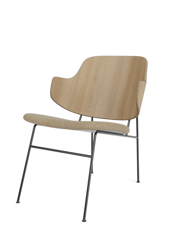 The Penguin Lounge Chair - Seat Upholstered - Audo Copenhagen Chairs - Natural Oak - Audo Bouclé 02 - HORNE