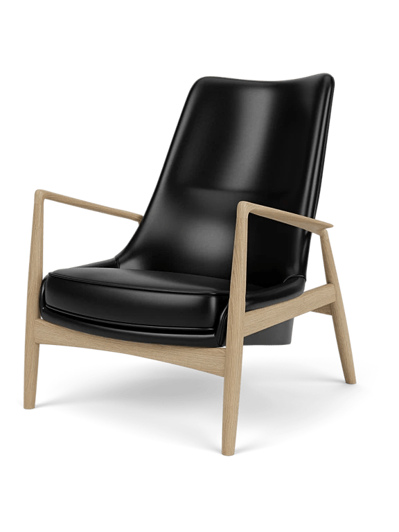 The Seal Lounge Chair - High Back - Audo Copenhagen Chairs - Natural Oak - Dakar Leather - 0842 Black - HORNE