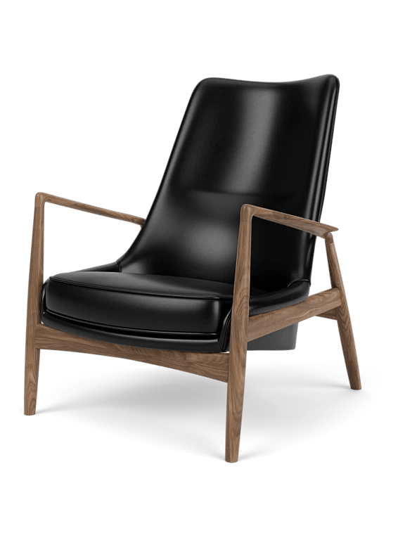 The Seal Lounge Chair - High Back - Audo Copenhagen Chairs - Walnut - Dakar Leather - 0842 Black - HORNE