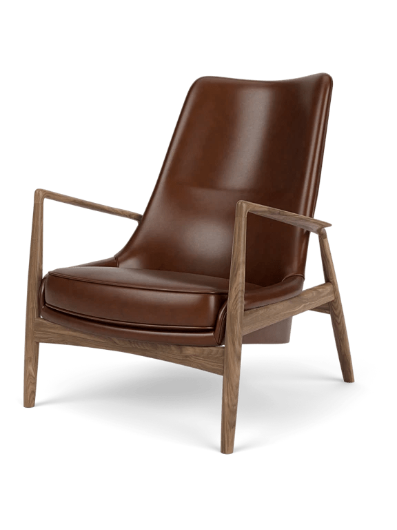 The Seal Lounge Chair - High Back - Audo Copenhagen Chairs - Walnut - Dakar Leather - 0329 Brown - HORNE
