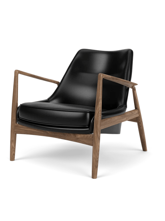 The Seal Lounge Chair - Low Back - Audo Copenhagen Chairs - Walnut - Dakar Leather - 0842 Black - HORNE
