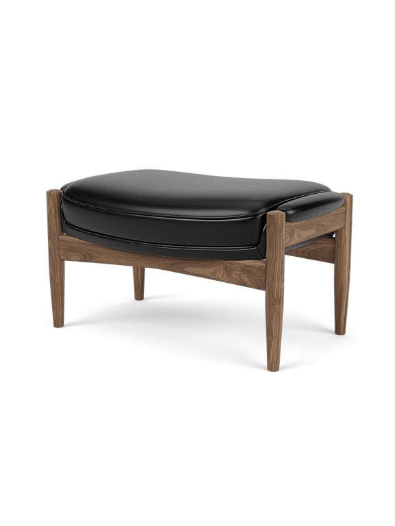 The Seal Ottoman - Audo Copenhagen Stools + Benches + Ottomans - Walnut - Dakar Leather - 0842 Black - HORNE