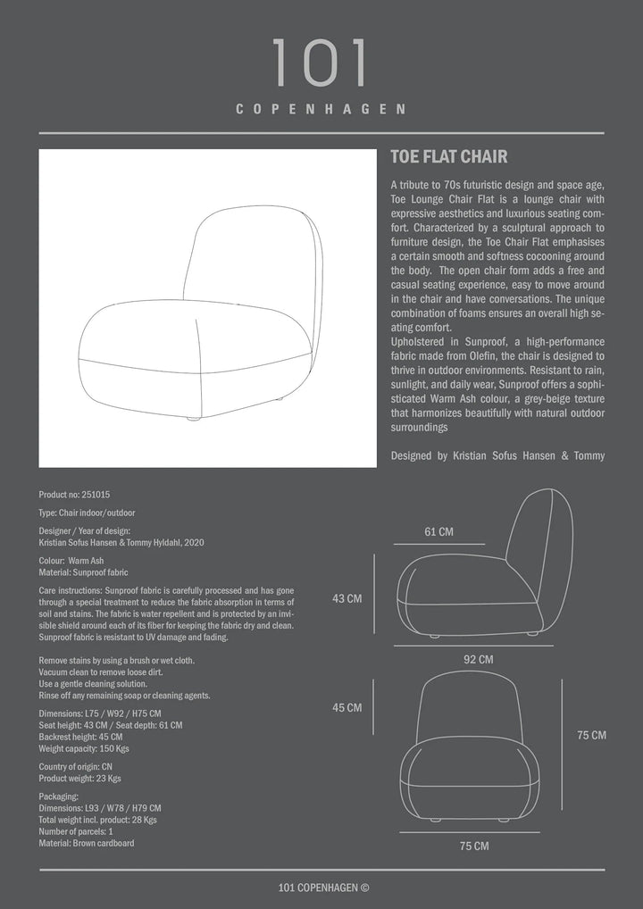 Toe Chair - Flat - 101 Copenhagen Chairs - Taupe (Pallazo 163) - HORNE