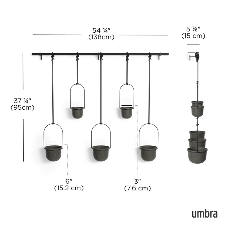 Triflora Hanging Planters - Set of 5 - Umbra Pots & Planters - Black - HORNE
