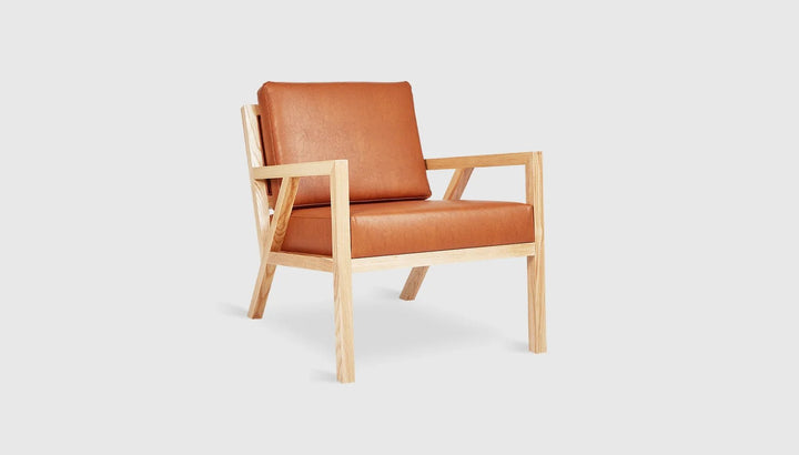 Truss Chair - Gus* Modern Chairs - Truss Lounge Chair Vegan Appleskin Leather Cognac Ash Natural - HORNE