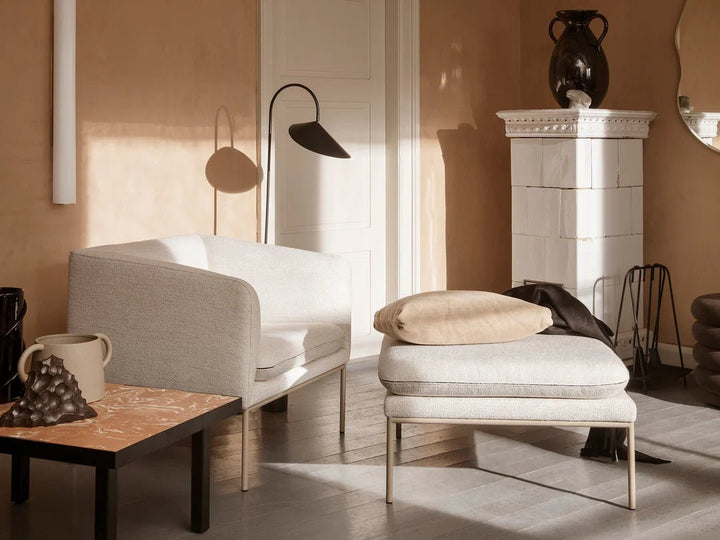 Turn Pouf - Ferm Living Stools + Benches + Ottomans - Hallingdal - Dark Brown - HORNE