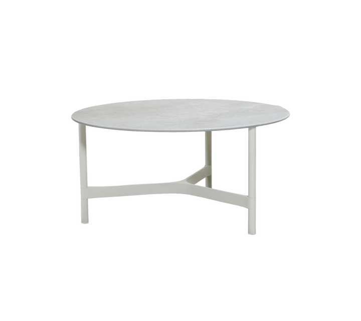 Twist Round Coffee Table - Cane Line Tables + Desks - Large - White - Fossil Grey Ceramic - HORNE