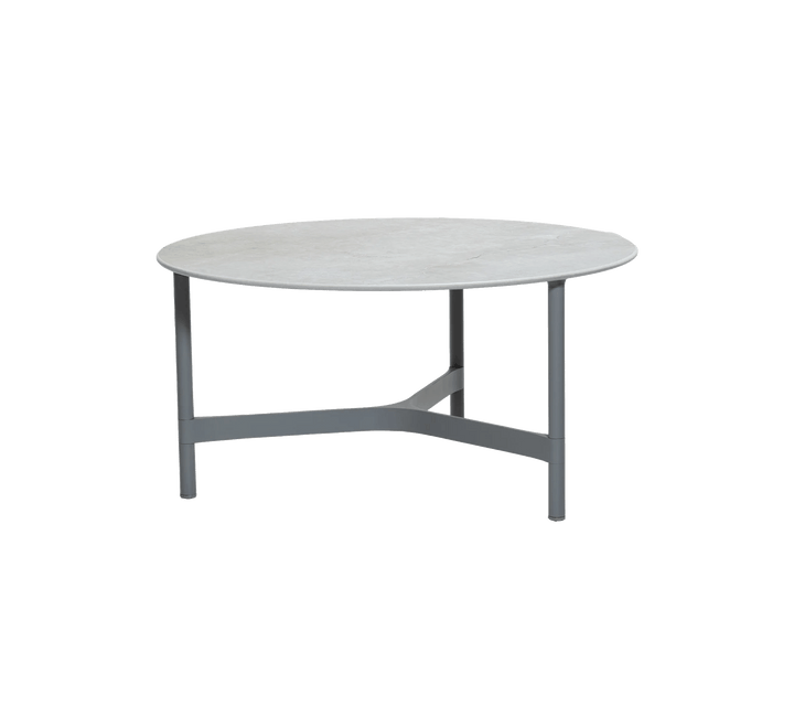 Twist Round Coffee Table - Cane Line Tables + Desks - Large - Light Grey - Fossil Grey Ceramic - HORNE