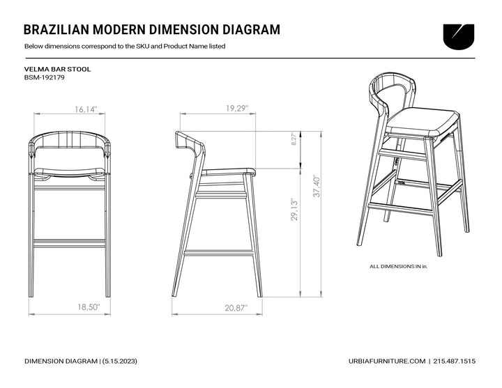 Velma Bar Stool - Urbia Chairs - Medley Ivory Nogal - HORNE