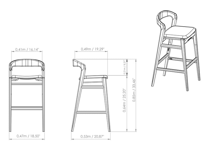 Velma Counter Stool - Urbia Chairs - Medley Ivory Nogal - HORNE