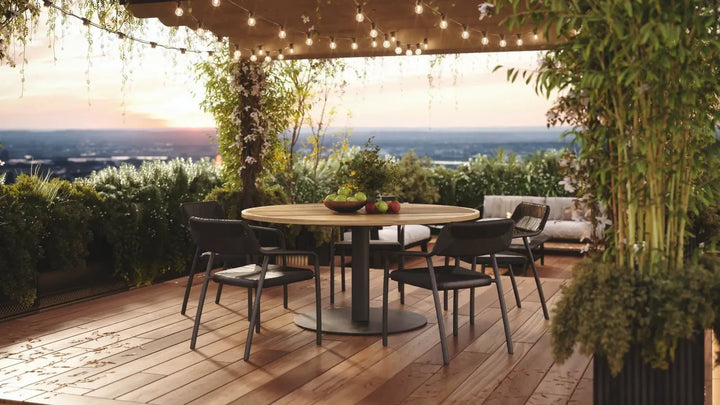 Venice Dining Table - BETACO Tables + Desks - Linen Alu / Teak - HORNE
