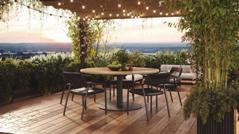 Venice Dining Table - BETACO Tables + Desks - Black Alu / Teak - HORNE