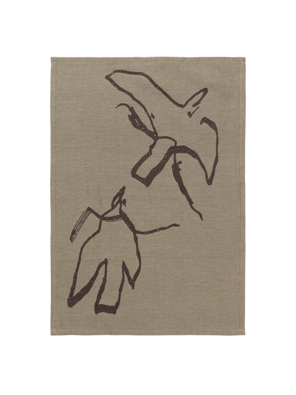 Vuelo Tea Towel - Ferm Living Kitchen & Dining - Elm Green/Coffee - HORNE