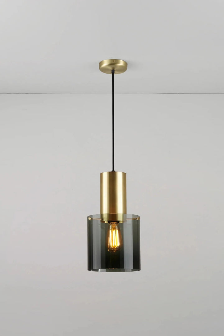 Walter Pendant - Copper - Original BTC Pendants - Size 2 - Large - Anthracite Glass - Brass - HORNE