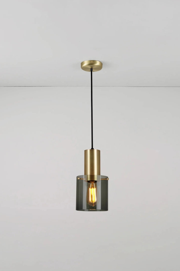 Walter Pendant - Copper - Original BTC Pendants - Size 1 - Small - Anthracite Glass - Brass - HORNE