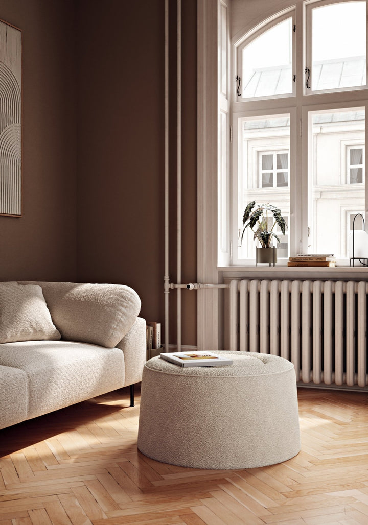 woud Praline Pouf - Ø30" - Woud - Stools + Benches + Ottomans - Alpine 01 (Textaafoam) bouclé - HORNE