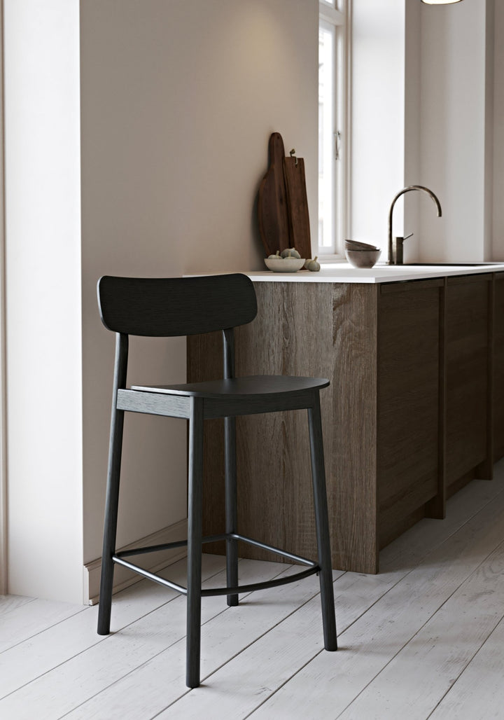 woud Soma Counter Chair - Woud - Chairs - Black Painted Ash w/ Black Painted Metal Foot Rest - HORNE