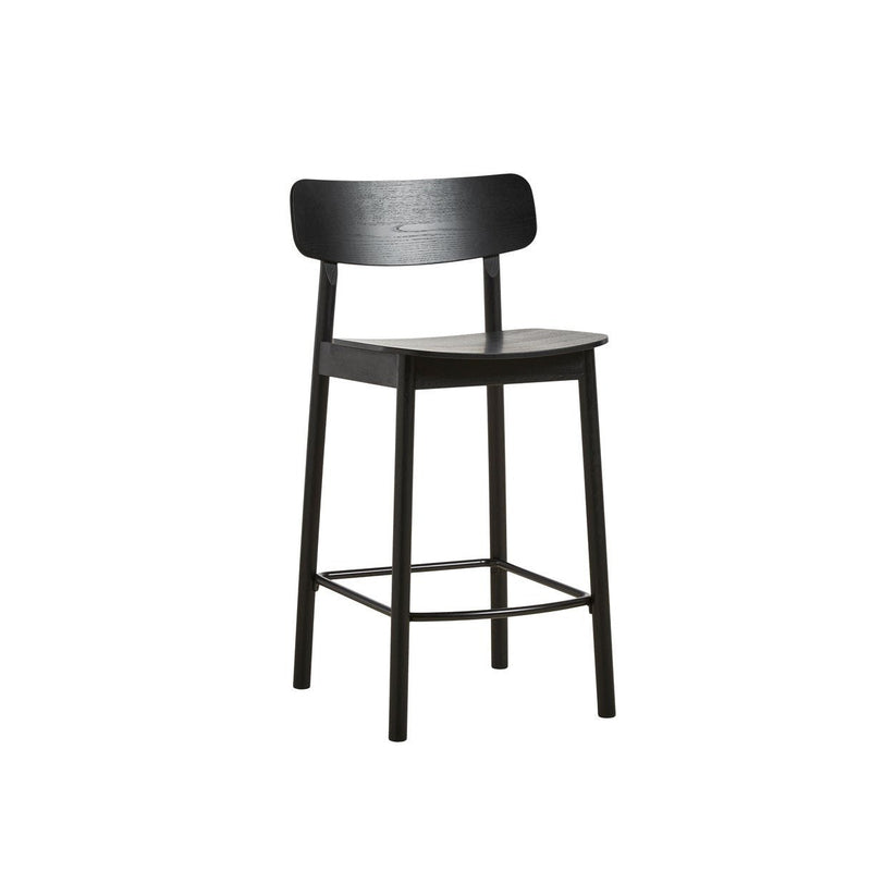 woud Soma Counter Chair - Woud - Chairs - White Pigmented Lacquered Oak w/ Black Painted Metal Foot Rest - HORNE