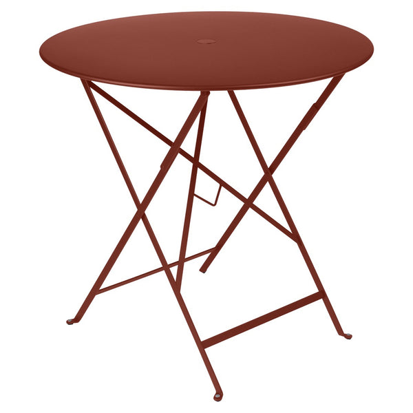 Bistro Round Folding Table - 30" w/Umbrella Hole - Fermob - Outdoor Furniture - Red Ochre - HORNE