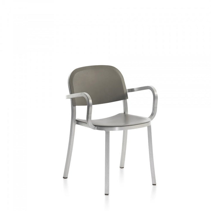 1 Inch Armchair - Emeco - Chairs - Hand - brushed Aluminum - Light Grey - HORNE