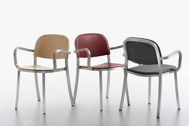 1 Inch Armchair - Emeco - Chairs - Dark Powder Coated Aluminum - Walnut Plywood - HORNE