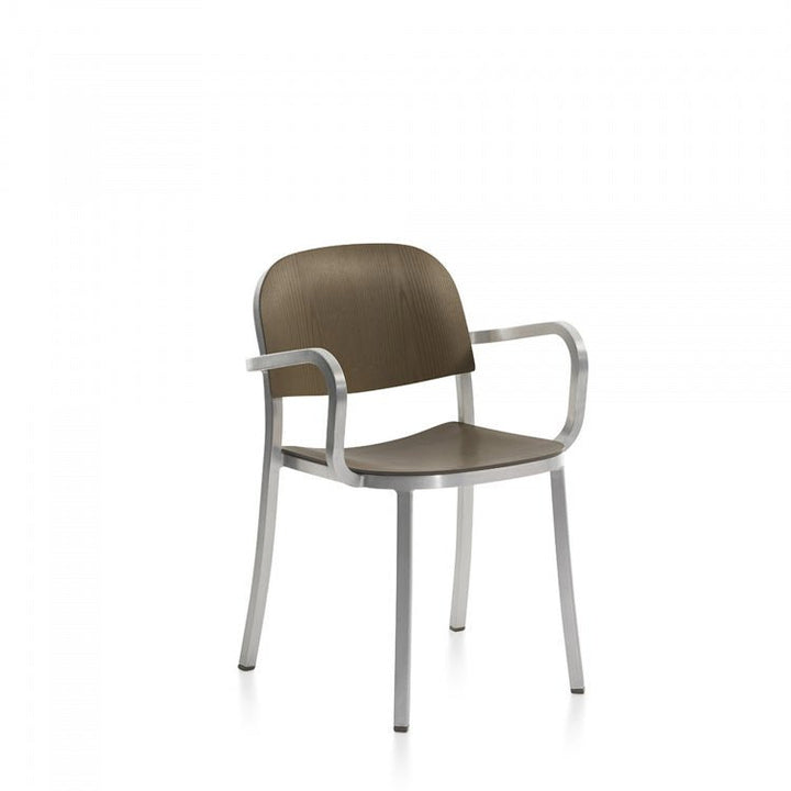 1 Inch Armchair - Emeco - Chairs - Hand - brushed Aluminum - Walnut Plywood - HORNE
