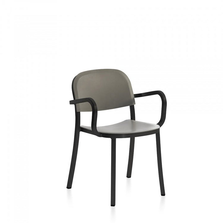 1 Inch Armchair - Emeco - Chairs - Dark Powder Coated Aluminum - Light Grey - HORNE