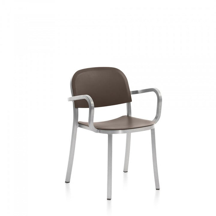 1 Inch Armchair - Emeco - Chairs - Hand - brushed Aluminum - Brown - HORNE