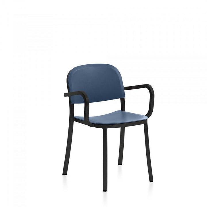 1 Inch Armchair - Emeco - Chairs - Dark Powder Coated Aluminum - Blue - HORNE