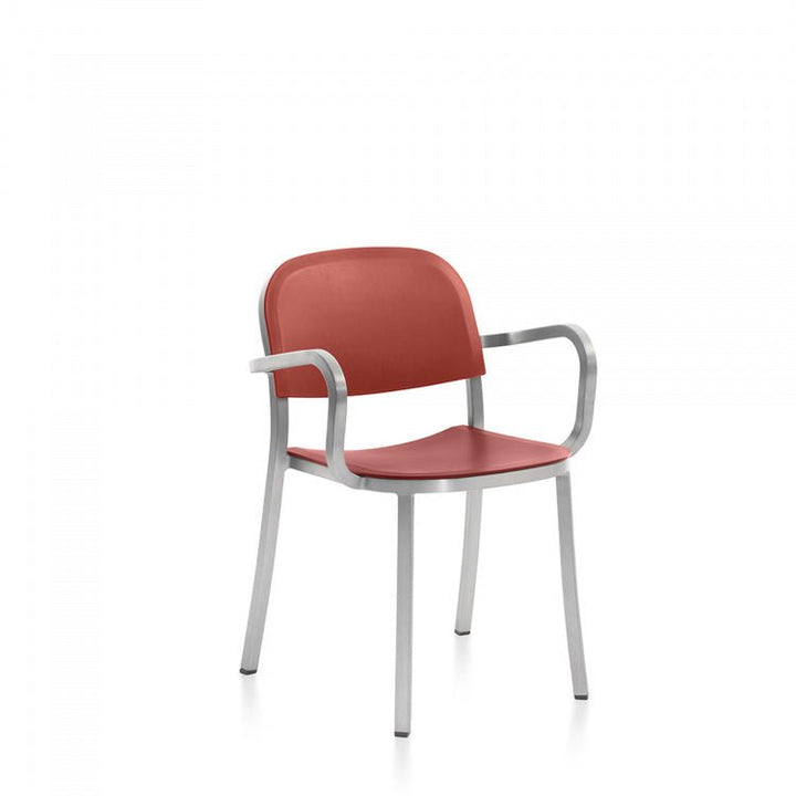 1 Inch Armchair - Emeco - Chairs - Hand - brushed Aluminum - Orange - HORNE