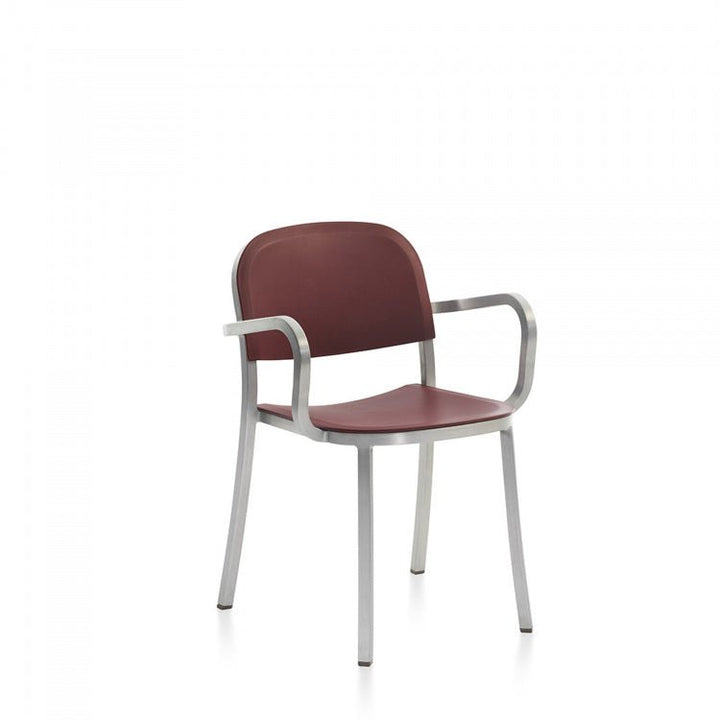1 Inch Armchair - Emeco - Chairs - Hand - brushed Aluminum - Bordeaux - HORNE