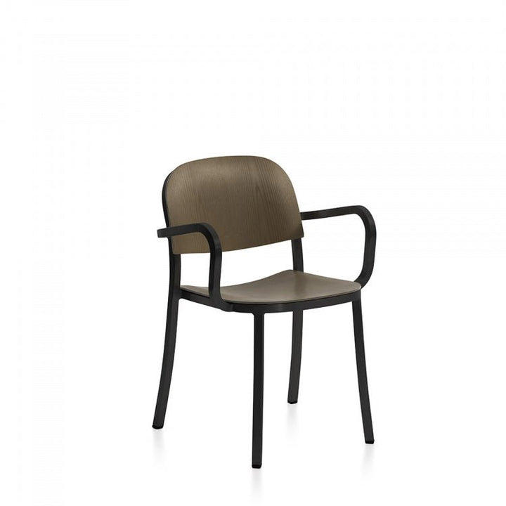 1 Inch Armchair - Emeco - Chairs - Dark Powder Coated Aluminum - Walnut Plywood - HORNE
