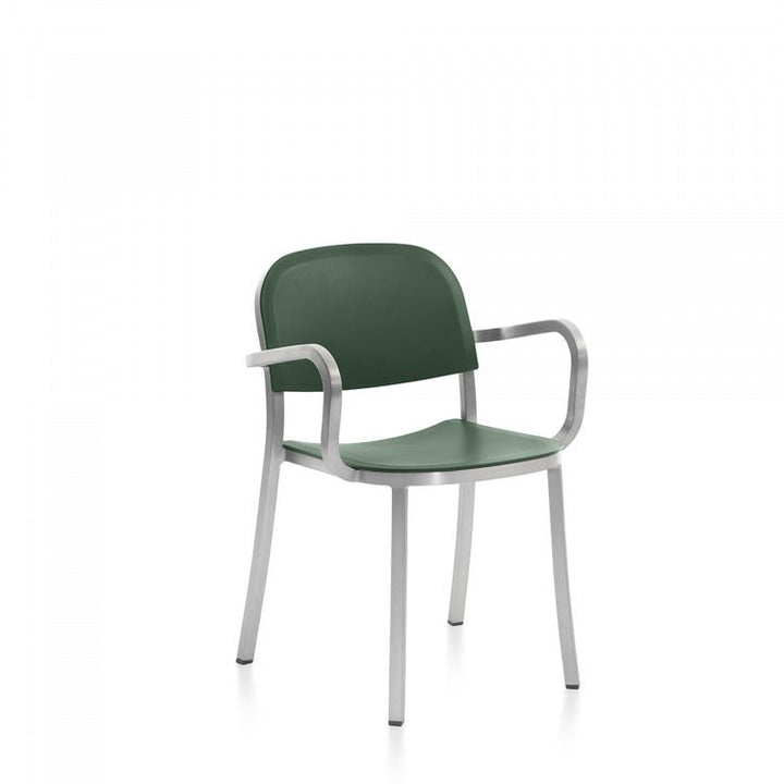 1 Inch Armchair - Emeco - Chairs - Hand - brushed Aluminum - Green - HORNE