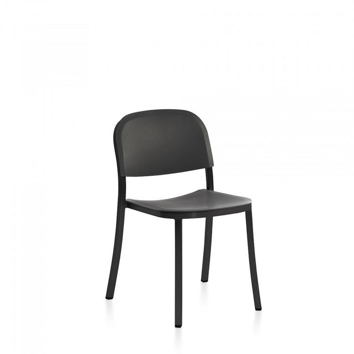 1 Inch Side Chair - Emeco - Chairs - Dark Powder Coated Aluminum - Light Grey - HORNE