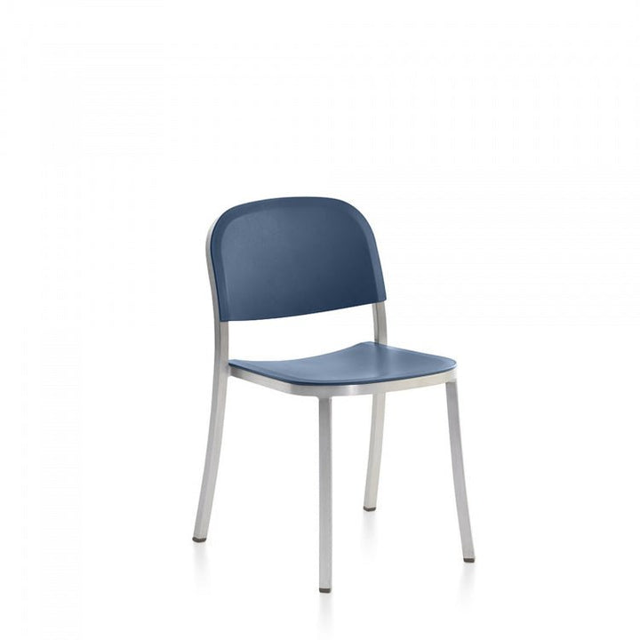 1 Inch Side Chair - Emeco - Chairs - Hand - brushed Aluminum - Blue - HORNE
