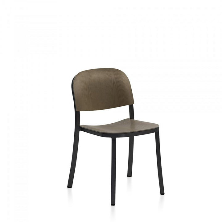1 Inch Side Chair - Emeco - Chairs - Dark Powder Coated Aluminum - Walnut Plywood - HORNE