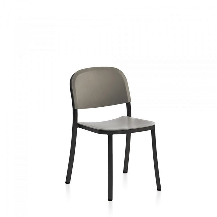 1 Inch Side Chair - Emeco - Chairs - Dark Powder Coated Aluminum - Light Grey - HORNE