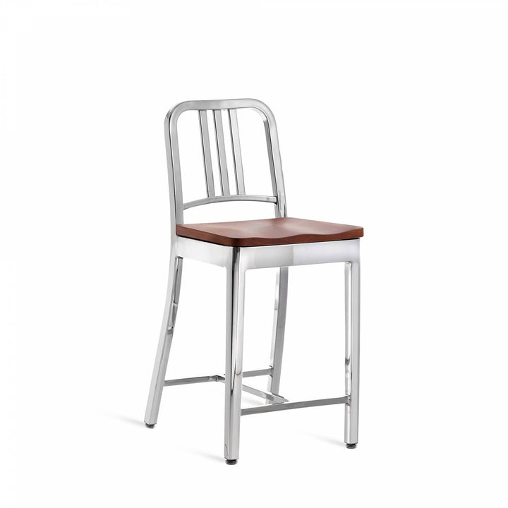 1104 Navy Counter Stool - Emeco - Stools + Benches + Ottomans - Polished - Cherry - HORNE
