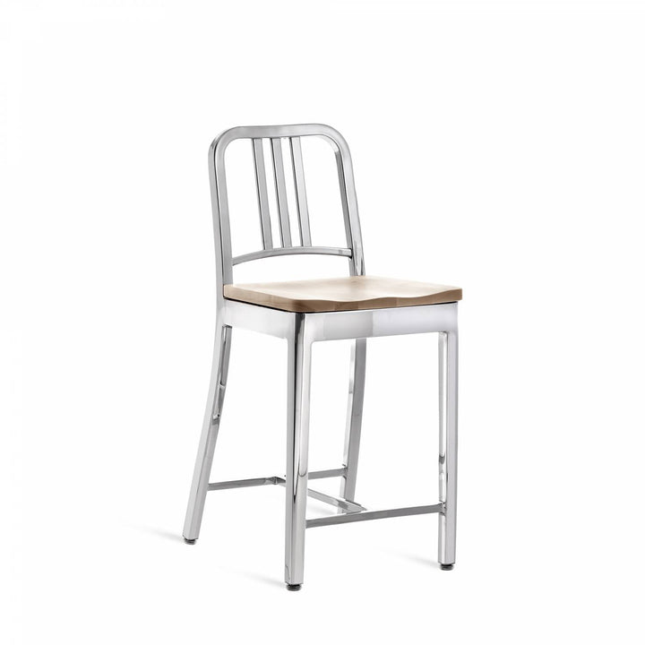 1104 Navy Counter Stool - Emeco - Stools + Benches + Ottomans - Polished - Ash - HORNE
