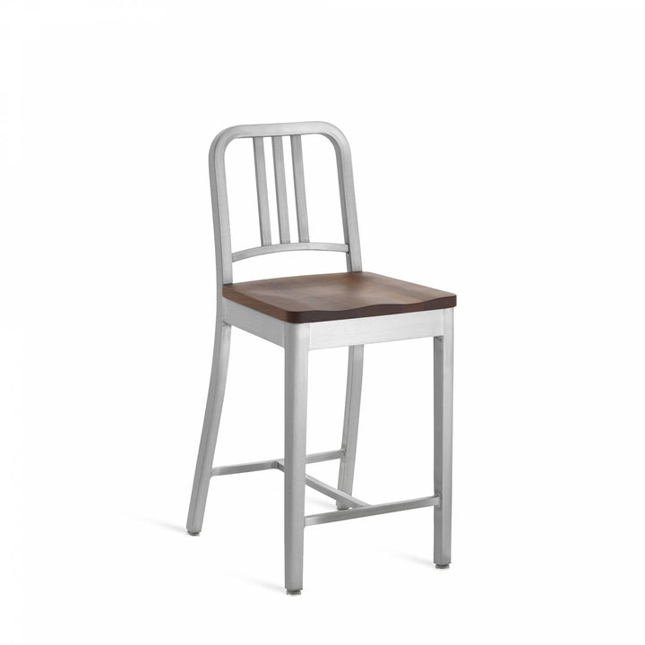 1104 Navy Counter Stool - Emeco - Stools + Benches + Ottomans - Brushed - Walnut - HORNE
