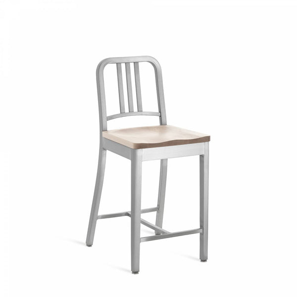 1104 Navy Counter Stool - Emeco - Stools + Benches + Ottomans - Brushed - Cherry - HORNE