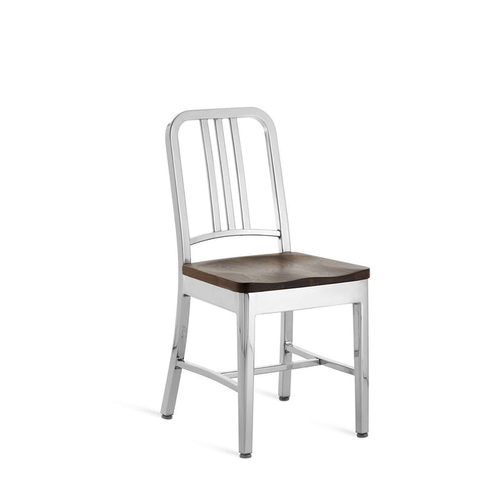 1104 Navy Side Chair With Wood Seat - Emeco - Chairs - Polished - Walnut - HORNE