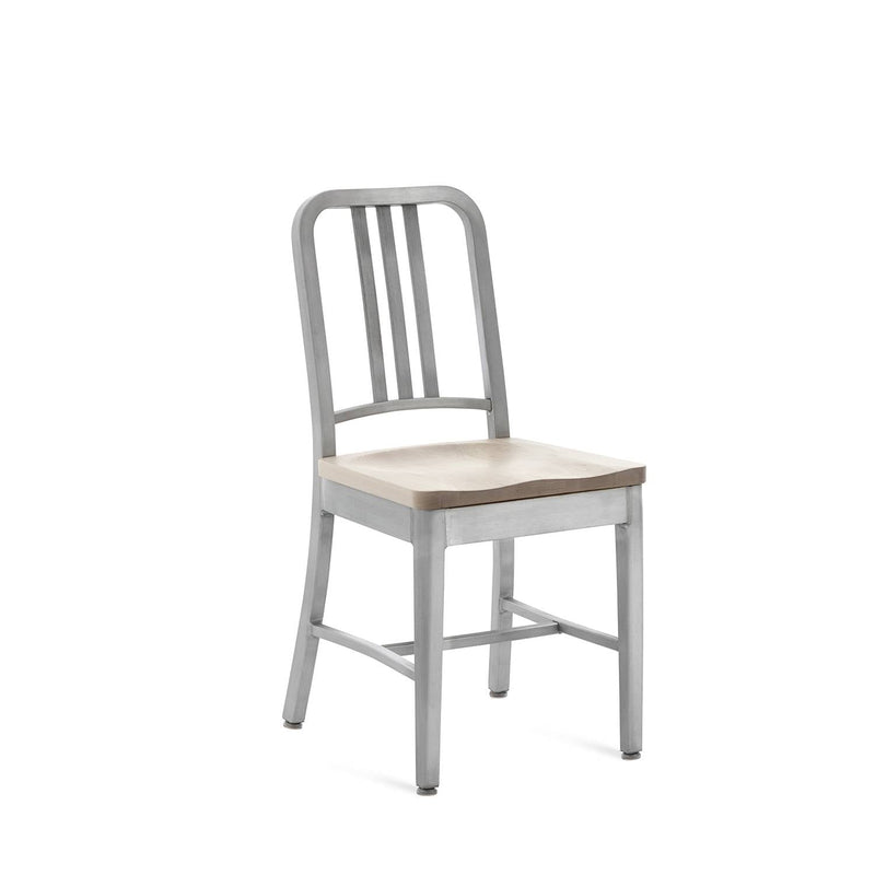 1104 Navy Side Chair With Wood Seat - Emeco - Chairs - Brushed - Cherry - HORNE