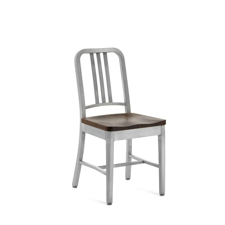 1104 Navy Side Chair With Wood Seat - Emeco - Chairs - Brushed - Walnut - HORNE